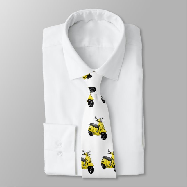 Moped motorcycle cartoon illustration tie (Tied)