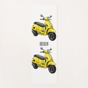 Moped motorcycle cartoon illustration yoga mat