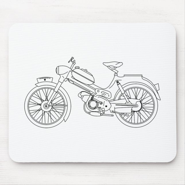 Moped PUCH MS 50 Motor Scooter Blueprint Mouse Pad (Front)