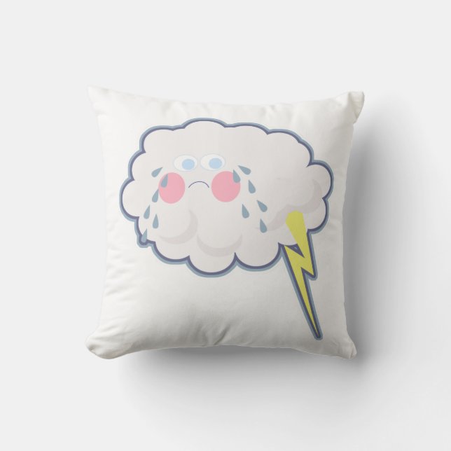 Mopey and Silly Emo Cloud Throw Pillow (Front)