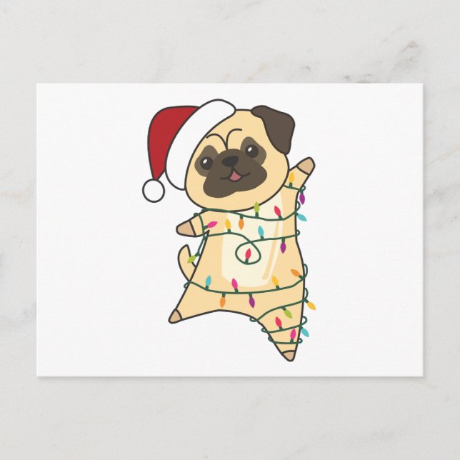 Mops Christmas Snow Winter Animals Dogs Postcard (Front)