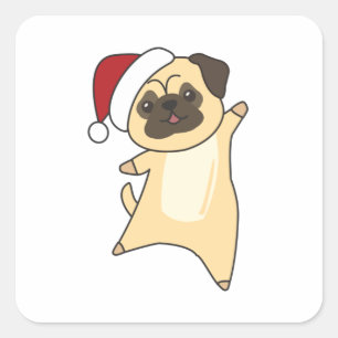 Mops Christmas Snow Winter Animals Dogs Square Sticker