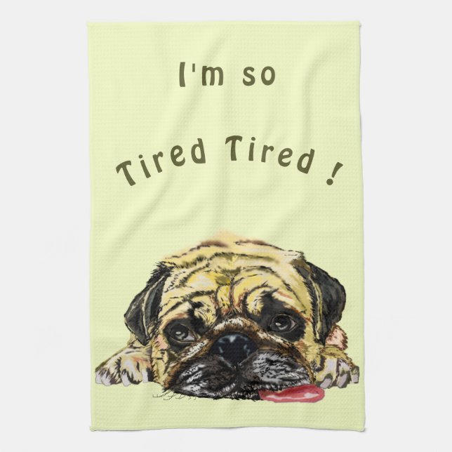 Mops Dog  - Add Your Text / Colour Kitchen Towel (Vertical)