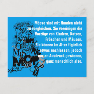 Mops Postkarte Spruch Postcard