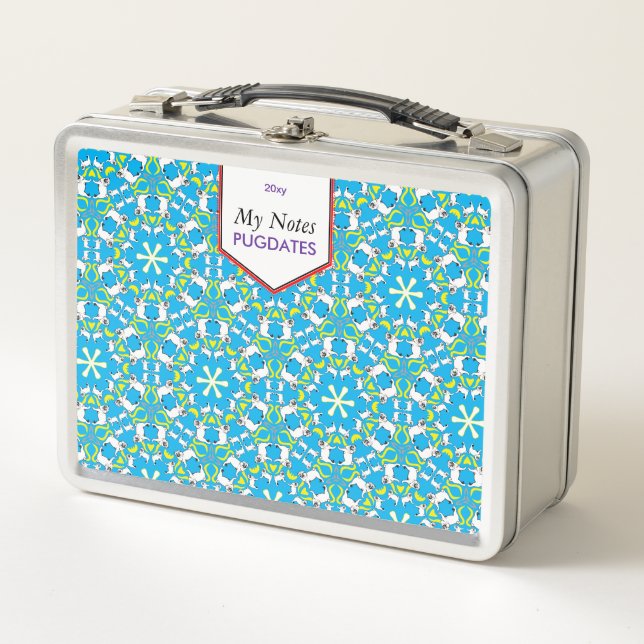 Mops Pug pattern Metal Lunch Box (Front)