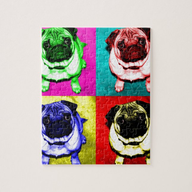 Mops Richi 4 colors Jigsaw Puzzle (Vertical)