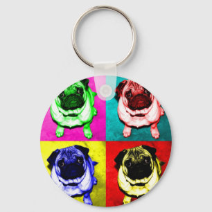Mops Richi in 4 Farben Keychain
