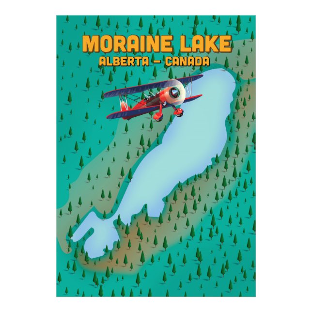 Moraine lake Alberta Canada Map Photo Print (Front)