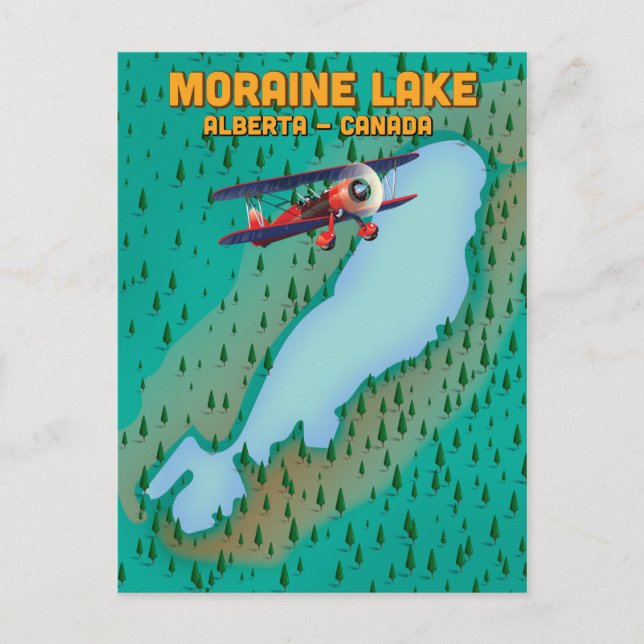 Moraine lake Alberta Canada Map Postcard (Front)