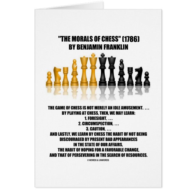 Morales des échecs réfléchis de Benjamin Franklin (Devant)