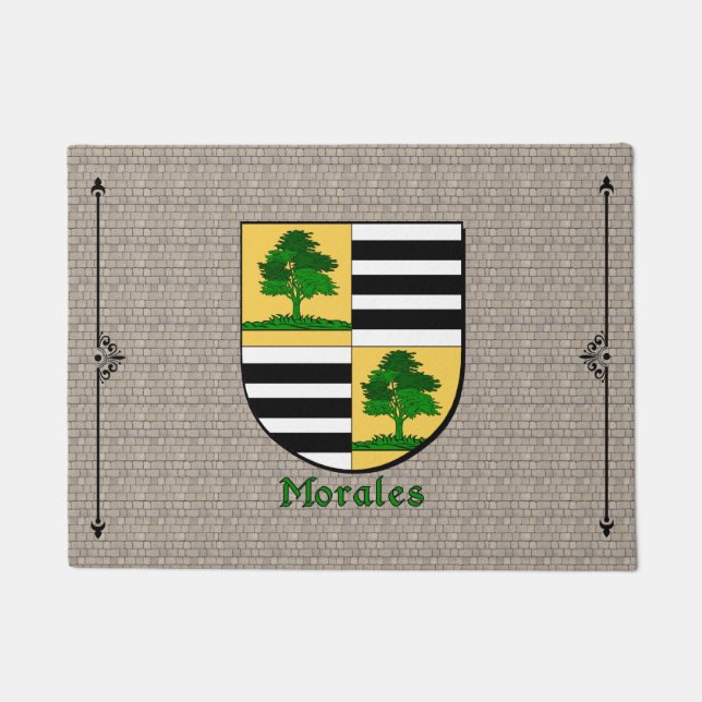Morales Historical Shield on Cobblestone Doormat (Front)