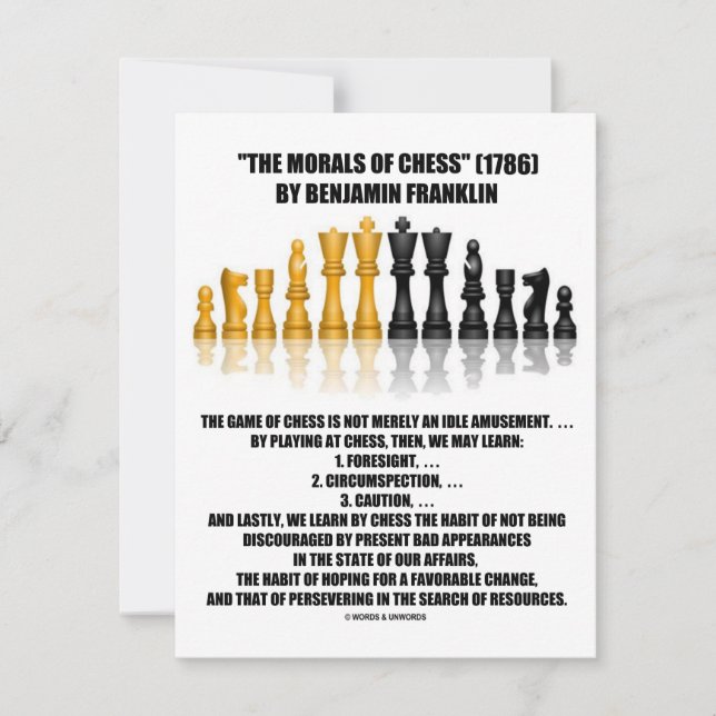 Morals Of Chess Benjamin Franklin Reflective Chess Invitation (Front)