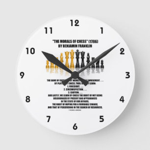 Morals Of Chess Benjamin Franklin Reflective Chess Round Clock