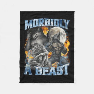 Morbidly A Funny Cringe Alpha Werewolf Wolf Meme  Fleece Blanket