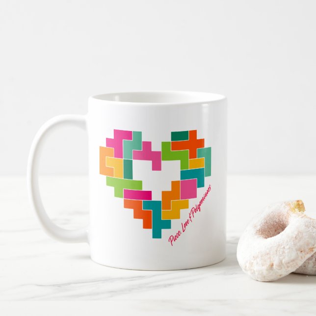 Morceau, amour et polyominos Mug (Avec donut)