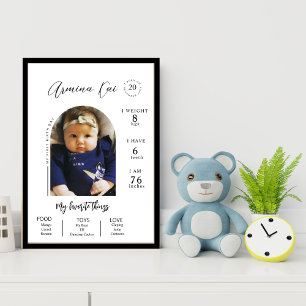 Mordern Arch Photo First Birthday Milestone Poster