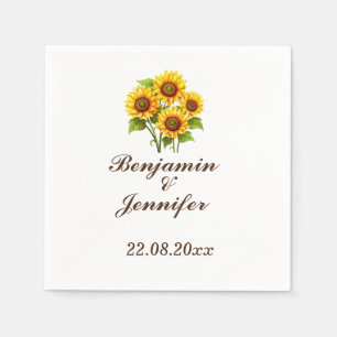 Mordern Elegant Rustic Boho Sunflower Wedding  Napkin