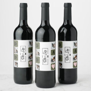 Mordern Photo Collage Father's Day Wine Label