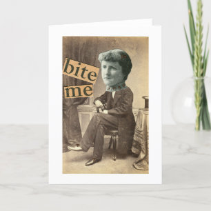 MORDEZ-MOI femme surréaliste victorienne de carte