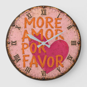 More Amore Por Favor Love Quote Large Clock