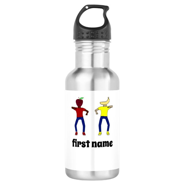More Apples and Bananas White Personalized 18 oz. 532 Ml Water Bottle (Front)