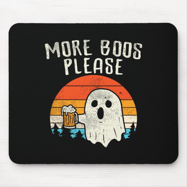 More Boos Please Ghost Beer Retro Halloween Drinki Mouse Pad (Front)