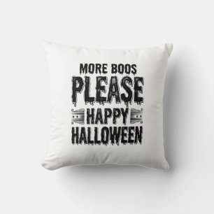 More Boos Please Vintage Halloween Typography Desi Throw Pillow