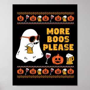 More Boos Please Vintage Retro Ghost Halloween Cos Poster