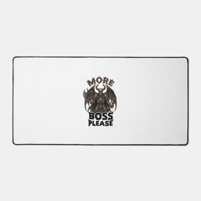 More Boss Please Halloween Demon Skeleton Axe Hour Desk Mat (Front)