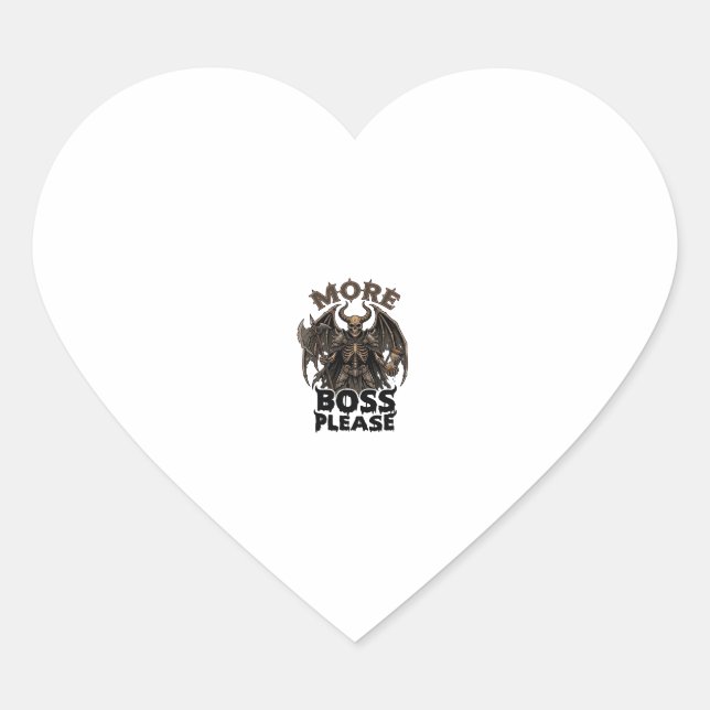 More Boss Please Halloween Demon Skeleton Axe Hour Heart Sticker (Front)