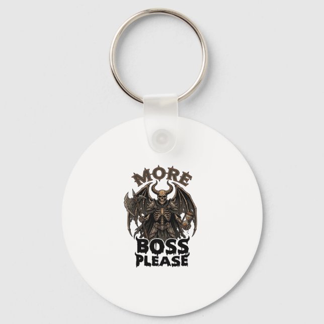 More Boss Please Halloween Demon Skeleton Axe Hour Keychain (Front)