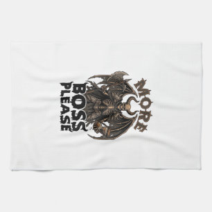 More Boss Please Halloween Demon Skeleton Axe Hour Kitchen Towel
