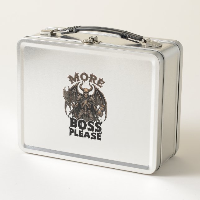 More Boss Please Halloween Demon Skeleton Axe Hour Metal Lunch Box (Front)