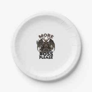 More Boss Please Halloween Demon Skeleton Axe Hour Paper Plate