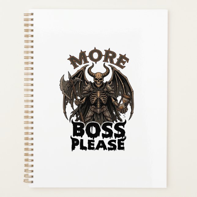 More Boss Please Halloween Demon Skeleton Axe Hour Planner (Front)