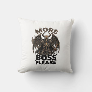 More Boss Please Halloween Demon Skeleton Axe Hour Throw Pillow
