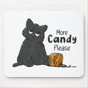 More Candy Please Halloween Black Cat Mouse Pad