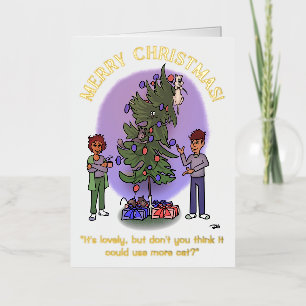 More Cat White Foil Folded Christmas Card