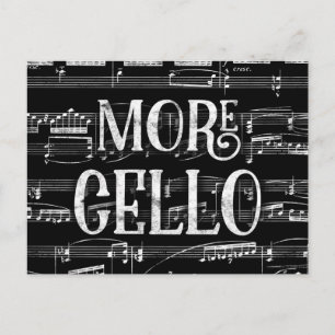 More Cello Chalkboard - Black White Music Postcard