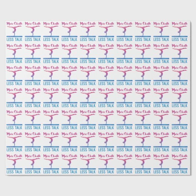 More Chalk Less Talk Cute Gymnastics Wrapping Paper (Flat)