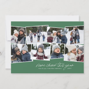 More cheer this year 8-photo collage green holiday card