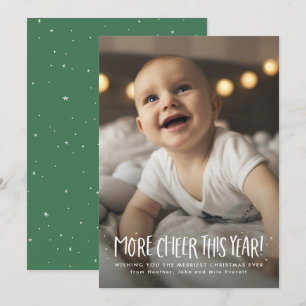 More cheer this year cute green photo Christmas Holiday Card