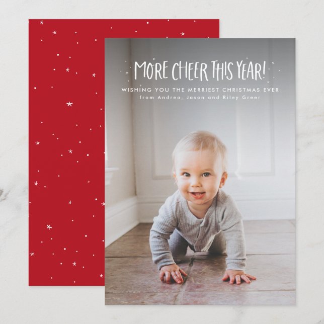 More cheer this year cute one photo Christmas Holiday Card (Front/Back)