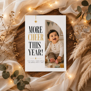 More Cheer This Year Gold Arch Photo Christmas  Holiday Card