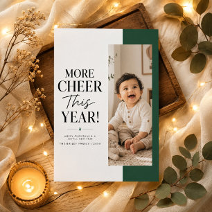More Cheer This Year Modern One Photo Christmas Holiday Card
