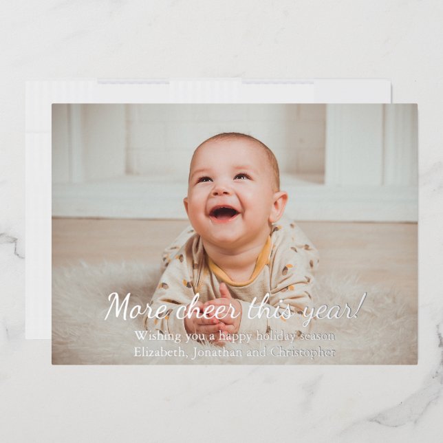 More Cheer This Year New Baby Christmas Foil Holiday Card (Envelope)