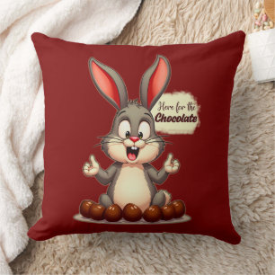 More Chocolate – Funny Easter Bunny - almofada Throw Pillow