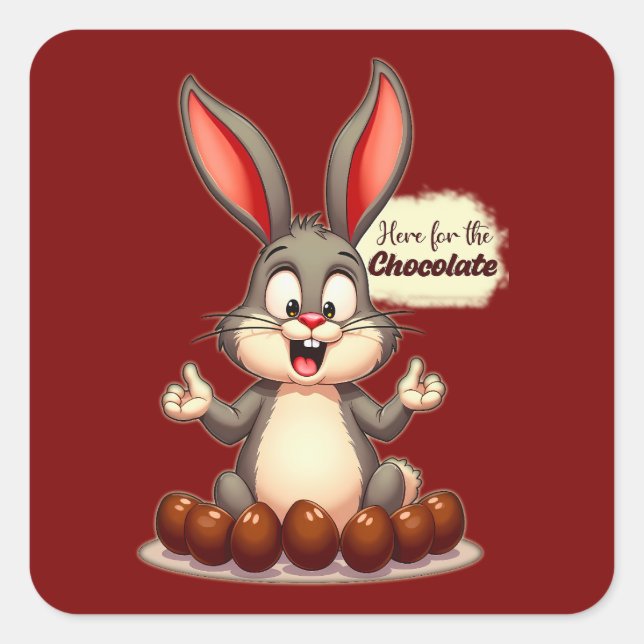 More Chocolate – Funny Easter Bunny - Autocolante Square Sticker (Front)