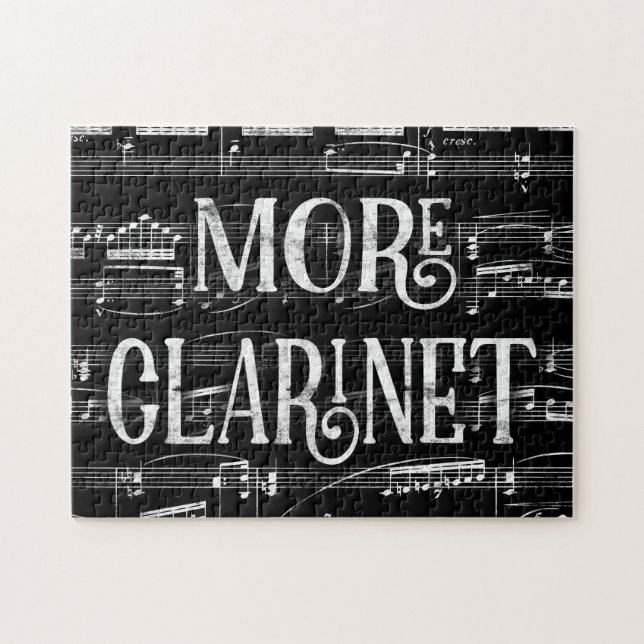 More Clarinet Chalkboard - Black White Music Jigsaw Puzzle (Horizontal)