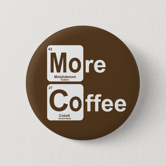 More Coffee Periodic Table 2 Inch Round Button (Front)